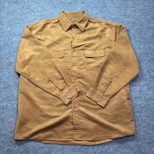 Bruno Button Up Shirt Mens 2XL Brown Smart Casual Long‎ Slevee Sueded Microfiber